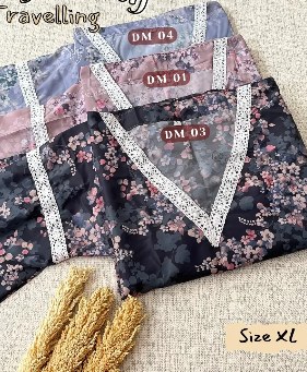 Abaya motif bunga navy